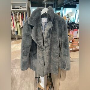 DEA long faux fur coat in grey